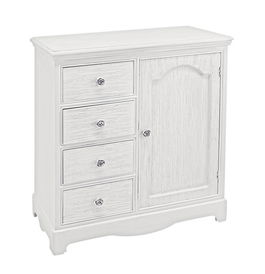Comoda din MDF, cu 4 sertare si 1 usa Blanc Alb Antichizat, l66xA32,5xH80 cm