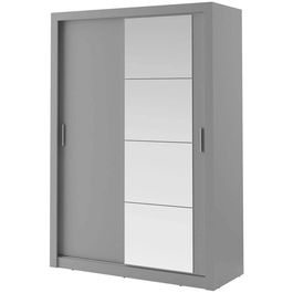 Dulap din pal, cu 2 usi glisante si oglinda Arti 04 Gri Mat, l150xA60xH215 cm