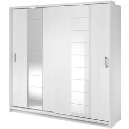 Dulap din pal, cu 2 usi glisante si oglinda Arti 14 Alb Mat, l220xA63xH215 cm