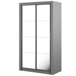 Dulap din pal, cu 2 usi glisante si oglinda Arti 19 Double Gri Mat, l120xA60xH215 cm