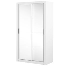 Dulap din pal, cu 2 usi glisante si oglinda Arti 19 Double Alb Mat, l120xA60xH215 cm