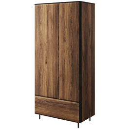 Dulap din pal, cu 2 usi si 1 sertar, Borga 01 Stejar Catania / Negru, l90xA51xH197 cm