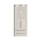 Dulap din pal si MDF, cu 2 usi, 2 sertare si LED inclus, Piano Stripes P22B/PN Bej, l97xA60xH226 cm