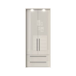 Dulap din pal si MDF, cu 2 usi, 2 sertare si LED inclus, Piano Stripes P22B/PN Bej, l97xA60xH226 cm