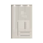 Dulap din pal si MDF, cu 3 usi, 2 sertare si LED inclus, Piano Stripes P32B/PN Bej, l142xA60xH226 cm