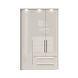 Dulap din pal si MDF, cu 3 usi, 2 sertare si LED inclus, Piano Stripes P32B/PN Bej, l142xA60xH226 cm