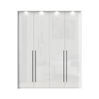 Dulap din pal si MDF, cu 4 usi si LED inclus, Piano Stripes P4B/PN Alb, l187xA60xH226 cm
