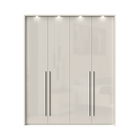 Dulap din pal si MDF, cu 4 usi si LED inclus, Piano Stripes P4B/PN Bej, l187xA60xH226 cm