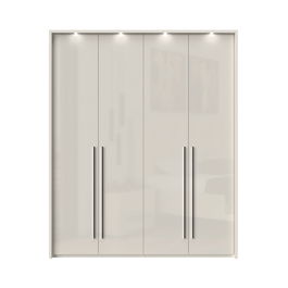 Dulap din pal si MDF, cu 4 usi si LED inclus, Piano Stripes P4B/PN Bej, l187xA60xH226 cm