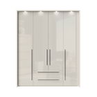 Dulap din pal si MDF, cu 4 usi, 2 sertare si LED inclus, Piano Stripes P42B/PN Bej, l187xA60xH226 cm
