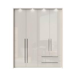 Dulap din pal si MDF, cu 4 usi, 2 sertare si LED inclus, Piano Stripes P42B-2/PN Bej, l187xA60xH226 cm