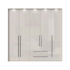 Dulap din pal si MDF, cu 5 usi, 2 sertare si LED inclus, Piano Stripes P52B/PN Bej, l232xA60xH226 cm