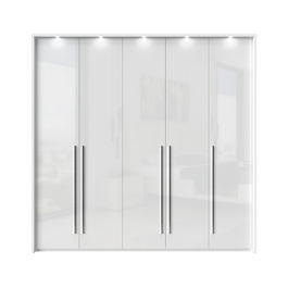 Dulap din pal si MDF, cu 5 usi si LED inclus, Piano Stripes P5B/PN Alb, l232xA60xH226 cm