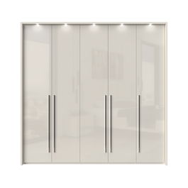 Dulap din pal si MDF, cu 5 usi si LED inclus, Piano Stripes P5B/PN Bej, l232xA60xH226 cm