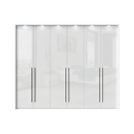 Dulap din pal si MDF, cu 6 usi si LED inclus, Piano Stripes P6B/PN Alb, l277xA60xH226 cm