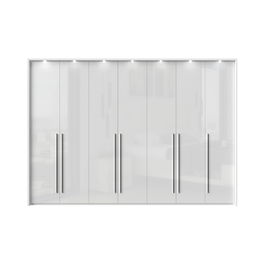 Dulap din pal si MDF, cu 7 usi si LED inclus, Piano Stripes P7B/PN Alb, l322xA60xH226 cm