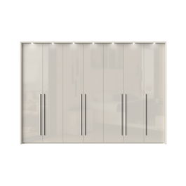 Dulap din pal si MDF, cu 7 usi si LED inclus, Piano Stripes P7B/PN Bej, l322xA60xH226 cm