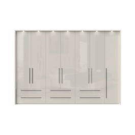 Dulap din pal si MDF, cu 7 usi, 6 sertare si LED inclus, Piano Stripes P76B/PN Bej, l322xA60xH226 cm