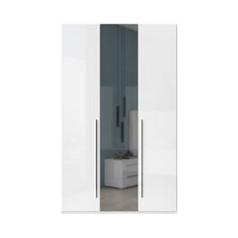 Dulap din pal si MDF, cu 3 usi si oglinda, Piano P3-1OG/PN Alb, l137xA56xH224 cm