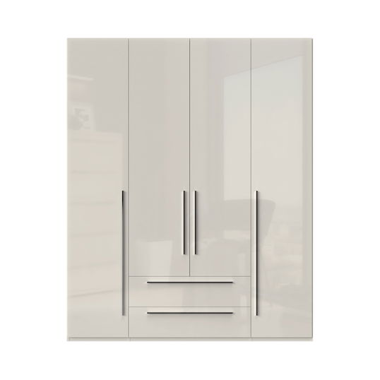 Dulap din pal si MDF, cu 4 usi si 2 sertare, Piano P42/PN Bej, l182xA56xH224 cm