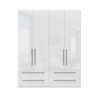 Dulap din pal si MDF, cu 4 usi si 4 sertare, Piano P44/PN Alb, l182xA56xH224 cm