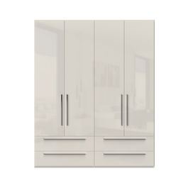 Dulap din pal si MDF, cu 4 usi si 4 sertare, Piano P44/PN Bej, l182xA56xH224 cm