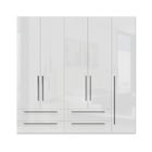 Dulap din pal si MDF, cu 5 usi si 4 sertare, Piano P54/PN Alb, l227xA56xH224 cm