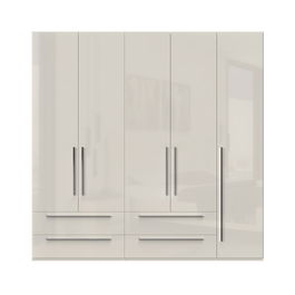 Dulap din pal si MDF, cu 5 usi si 4 sertare, Piano P54/PN Bej, l227xA56xH224 cm