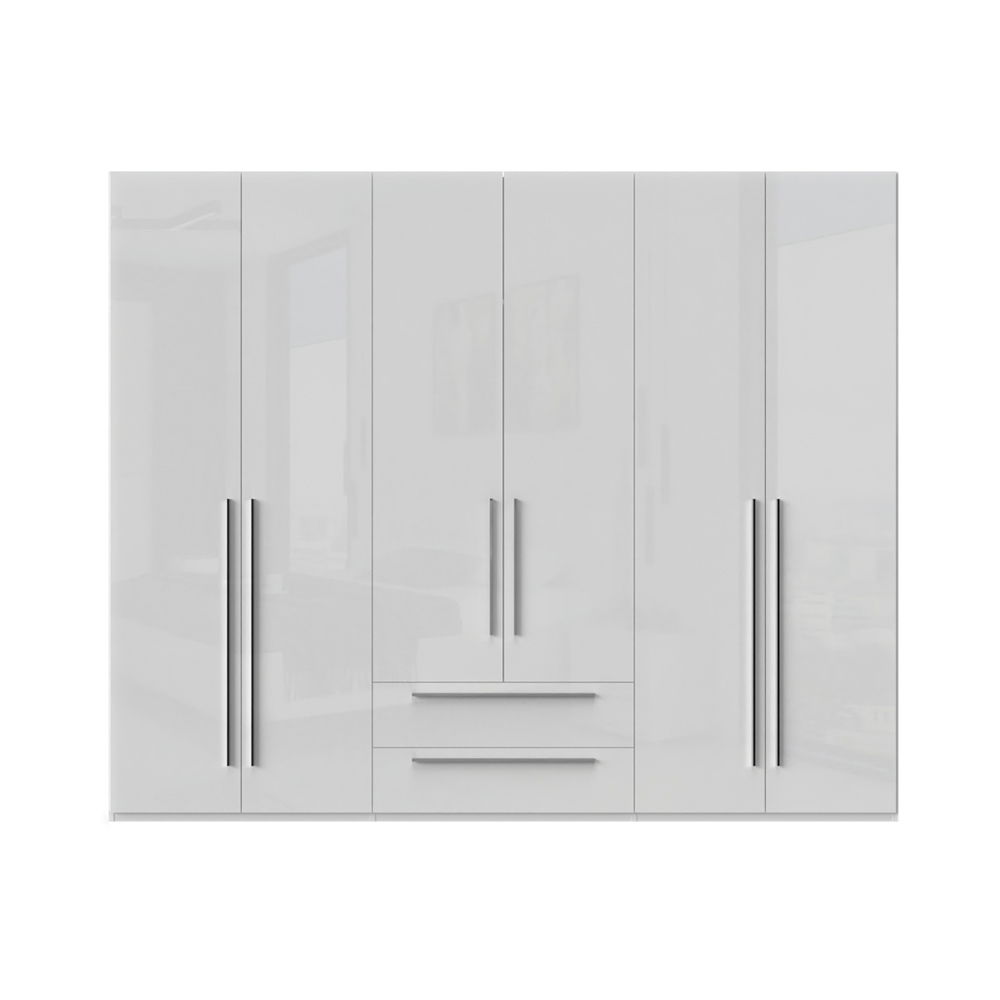 Dulap din pal si MDF, cu 6 usi si 2 sertare, Piano P62/PN Alb, l272xA56xH224 cm