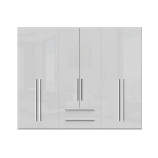 Dulap din pal si MDF, cu 6 usi si 2 sertare, Piano P62/PN Alb, l272xA56xH224 cm