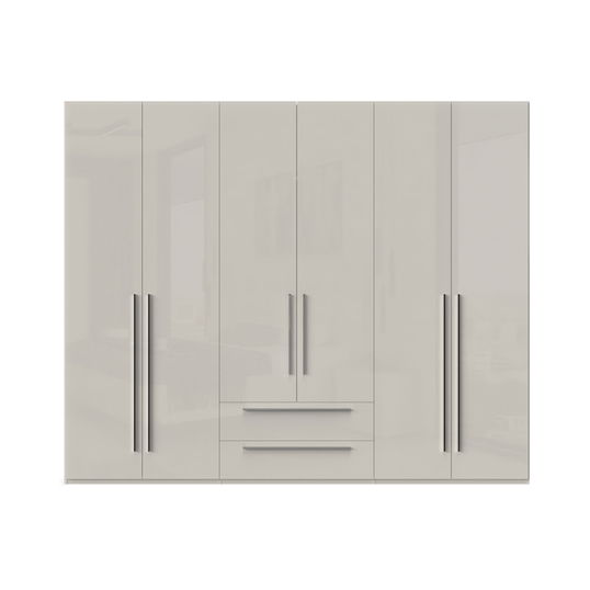 Dulap din pal si MDF, cu 6 usi si 2 sertare, Piano P62/PN Bej, l272xA56xH224 cm