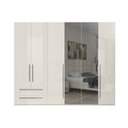 Dulap din pal si MDF, cu 6 usi, 2 sertare si oglinda, Piano P62-2OG/PN Bej, l272xA56xH224 cm
