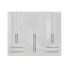 Dulap din pal si MDF, cu 6 usi si 4 sertare, Piano P64-2/PN Alb, l272xA56xH224 cm