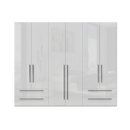 Dulap din pal si MDF, cu 6 usi si 4 sertare, Piano P64-2/PN Alb, l272xA56xH224 cm
