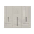 Dulap din pal si MDF, cu 6 usi si 4 sertare, Piano P64-2/PN Bej, l272xA56xH224 cm