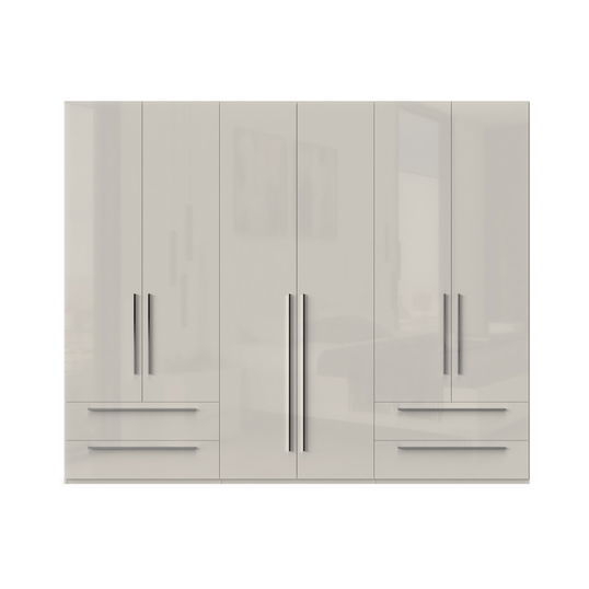 Dulap din pal si MDF, cu 6 usi si 4 sertare, Piano P64-2/PN Bej, l272xA56xH224 cm