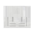 Dulap din pal si MDF, cu 6 usi si 4 sertare, Piano P64/PN Alb, l272xA56xH224 cm