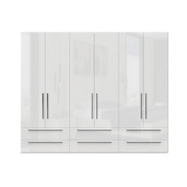 Dulap din pal si MDF, cu 6 usi si 6 sertare, Piano P66/PN Alb, l272xA56xH224 cm