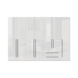 Dulap din pal si MDF, cu 7 usi si 2 sertare, Piano P72/PN Alb, l317xA56xH224 cm
