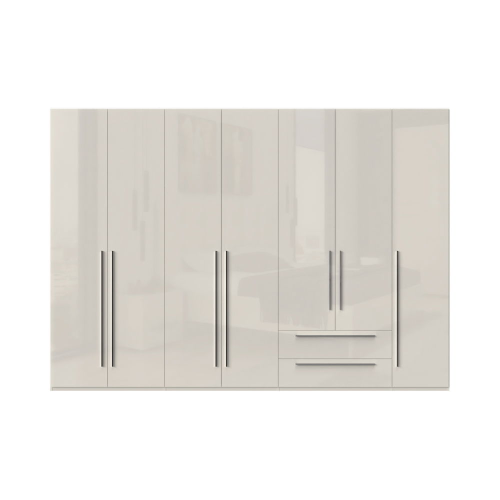 Dulap din pal si MDF, cu 7 usi si 2 sertare, Piano P72/PN Bej, l317xA56xH224 cm