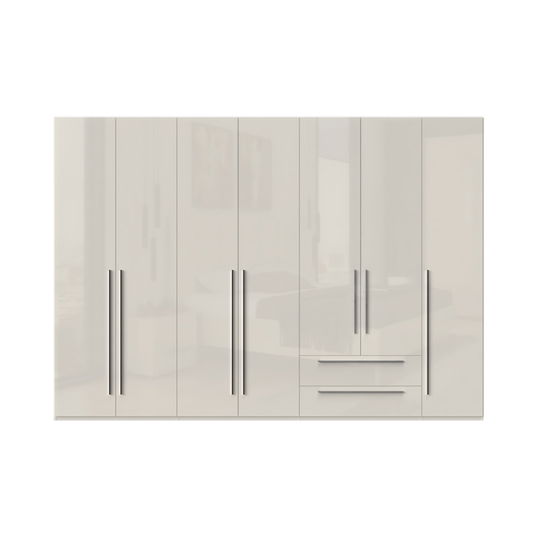Dulap din pal si MDF, cu 7 usi si 2 sertare, Piano P72/PN Bej, l317xA56xH224 cm