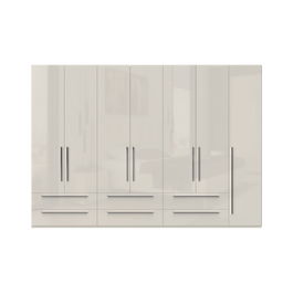 Dulap din pal si MDF, cu 7 usi si 6 sertare, Piano P76/PN Bej, l317xA56xH224 cm