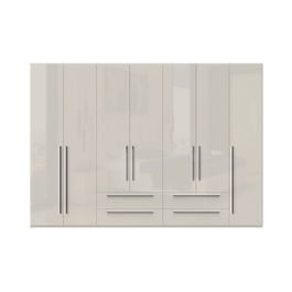 Dulap din pal si MDF, cu 7 usi si 4 sertare, Piano P74/PN Bej, l317xA56xH224 cm