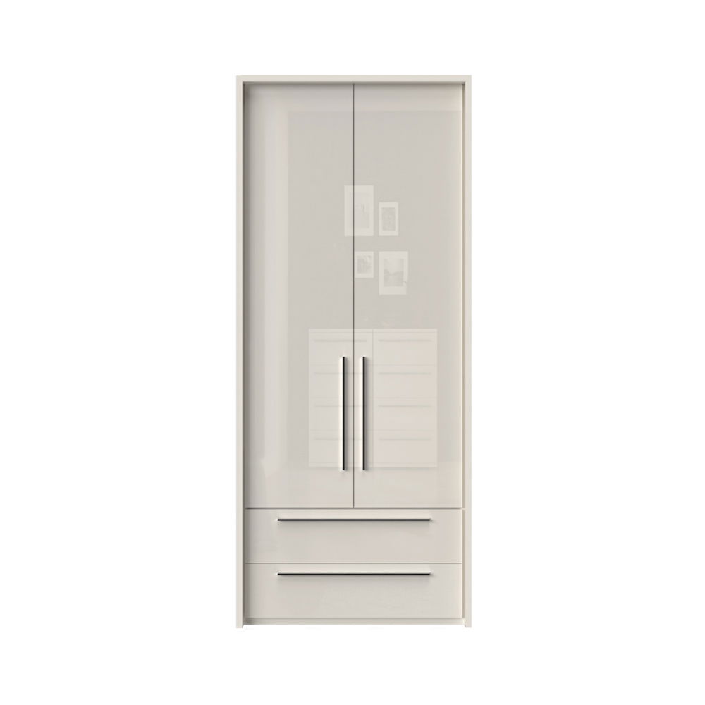 Dulap din pal si MDF, cu 2 usi si 2 sertare, Piano Stripes P22A/PN Bej, l97xA60xH226 cm