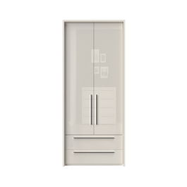 Dulap din pal si MDF, cu 2 usi si 2 sertare, Piano Stripes P22A/PN Bej, l97xA60xH226 cm