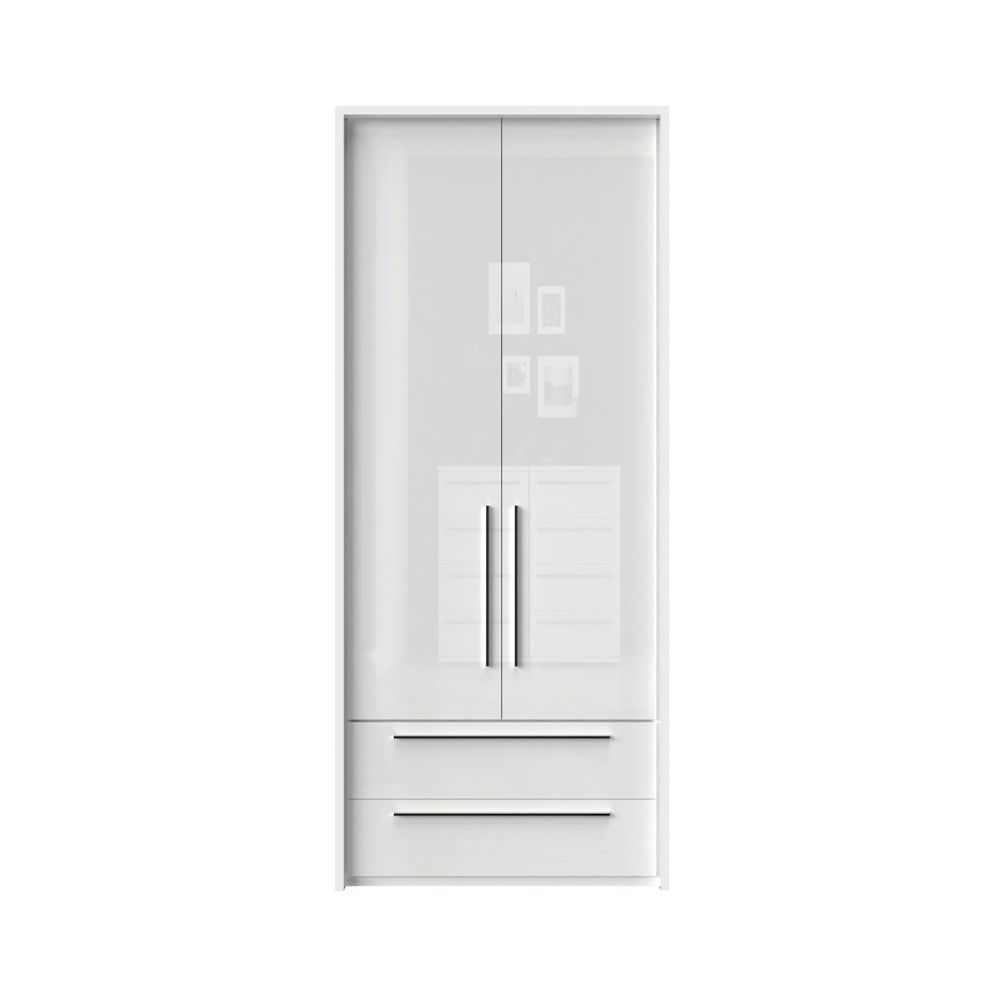 Dulap din pal si MDF, cu 2 usi si 2 sertare, Piano Stripes P22A/PN Alb, l97xA60xH226 cm