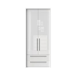 Dulap din pal si MDF, cu 2 usi si 2 sertare, Piano Stripes P22A/PN Alb, l97xA60xH226 cm