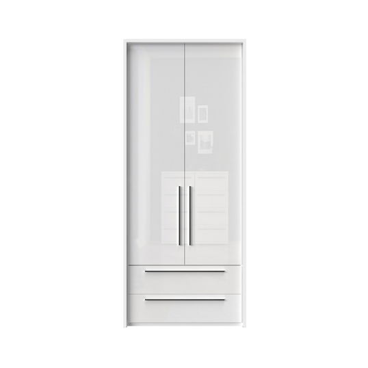 Dulap din pal si MDF, cu 2 usi si 2 sertare, Piano Stripes P22A/PN Alb, l97xA60xH226 cm