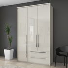 Dulap din pal si MDF, cu 3 usi si 2 sertare, Piano Stripes P32A/PN Bej, l142xA60xH226 cm