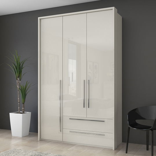 Dulap din pal si MDF, cu 3 usi si 2 sertare, Piano Stripes P32A/PN Bej, l142xA60xH226 cm